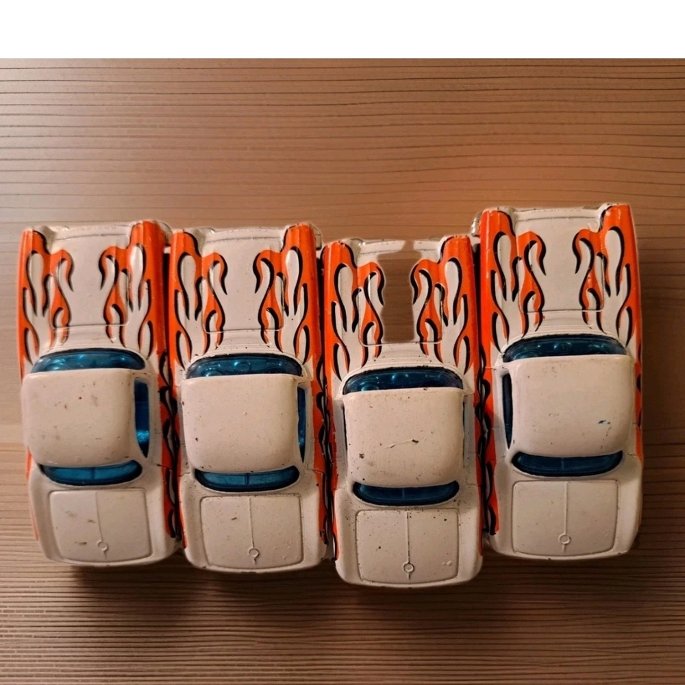 Lot X4 Matchbox 1982 Chevrolet Corvette Coupe White ORANGE Flames '62 Chevy Cb33